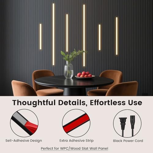 Wall Slat Lights 12pcs Black Self-Adhesive Wood Panel Lights - Image 6