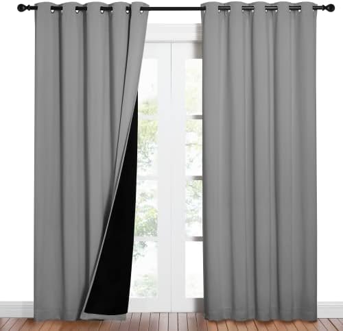 NICETOWN Silver Grey Full Shade Curtain Panels, Pair of Energy Smart & Noise Blocking Out Blackout Drapes for Dining Room, Thermal Insulated Guest Room Lined Window Dressing(Silver Grey, 62 x 84 inch) - Image 2