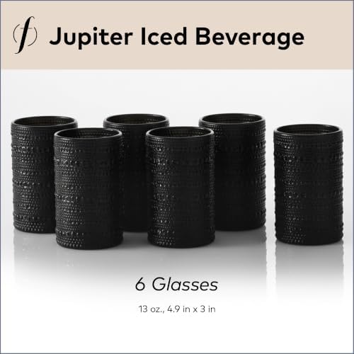 FORTESSA Jupiter Beaded Hobnail Glass Vintage Themed Drinkware Set, 13 Ounce Iced Beverage Glasses (Set of 6), Dishwasher-Safe, Obsidian Black - Image 5