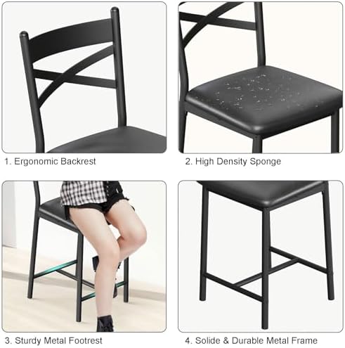Garvee 26'' Bar Stools Set of 4, Counter Stools with Back & Thick Cushion - Image 3