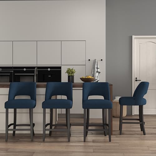 VKNOW Bar Stools Set of 4, 26" Upholstered Counter Height Bar Stools by VKNOW