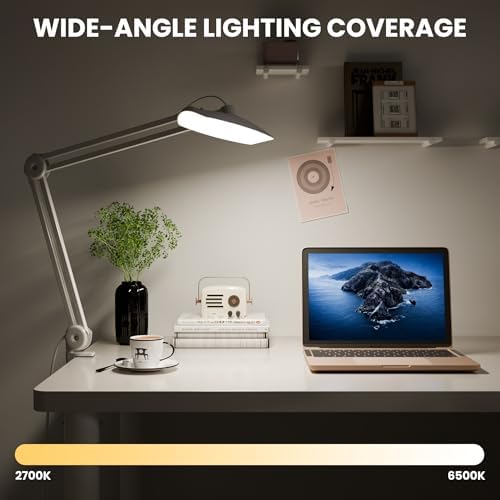 3000 Lumens Adjustable LED Desk Lamp & Task Lamp - Bright, Dimmable Lighting for Office, Crafts, Nails &Salon with Clamp (CCT, White) - Image 5