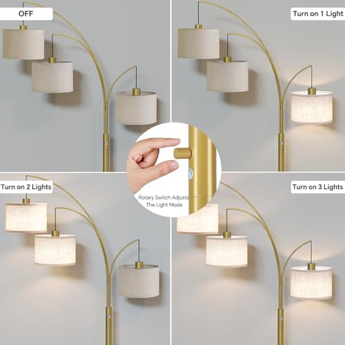 SUNMORY 3 Lights Floor Lamps for Living Room，78" Tall Arc Standing Lamp - Image 2