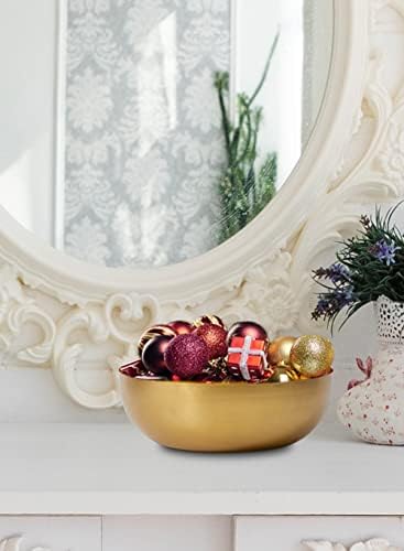 Serene Spaces Living Vintage Gold Decorative Iron Bowl, Table Centerpiece, Fruit Bowl, Floating Candle-Holder, Flower Bowl Vase, Potpourri, Catchall, Dining Table, 12" Diameter & 4" Tall, Single - Image 2
