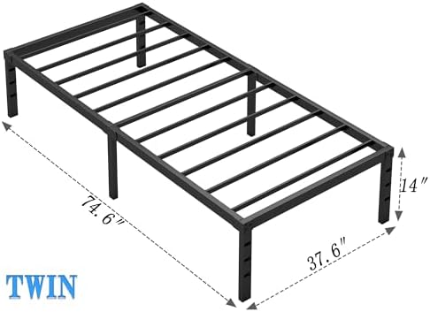 NEW JETO Metal Bed Frame,Twin Size Bed Frame with Storage Space,14 Inch - Image 3