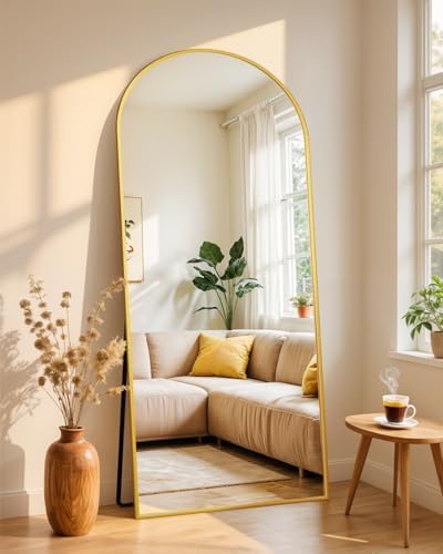 64"x21" Arched Full Length Mirror with Stand,Full Body Floor Mirror by CoomilyBrandStory
