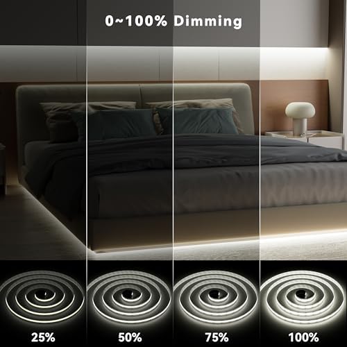 PAUTIX COB LED Strip Lights 2700K-6500K CCT Tunable White 24ft UL-Listed Dotless LED Lights Super Bright Dimmable 24V LED Tape Light with APP/RF Remote Control,Under Cabinets Bedroom Kitchen Lighting - Image 4