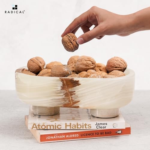 Radicaln Marble Oval Bowl with Stand 10" Decorative Bowl for Table Decor - Image 4
