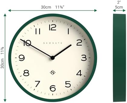 NEWGATE® Number Four Echo wall Clock | Modern Round Clock | 12" | Eden Green | Easy to Read Numbers | Ideal for Kitchen, Living Room or Office - Image 3