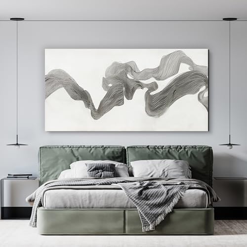 Abstract Wall Art Decor Large Modern Wall Art Decorations Wall Art Pictures for Living Room Abstract Canvas Art Wall Decor Gray White Wall Art Prints Artwork for Walls Bedroom Office Decor 24" X 48" - Image 5