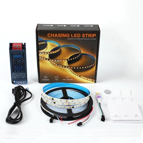Running Water Effects Smart LED Strip Lights 3000K-3200K Warm White, 33FT 2835 SMD DC24V Addressable Led 1903IC 120Leds/M LED Strip for Bedroom, Kitchen,Home Decor Lighting by ADRESUNO