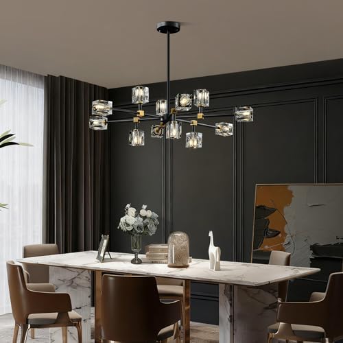 Modern Sputnik Crystal Chandelier:Black and Gold Dining Room Entryway Light - Image 6