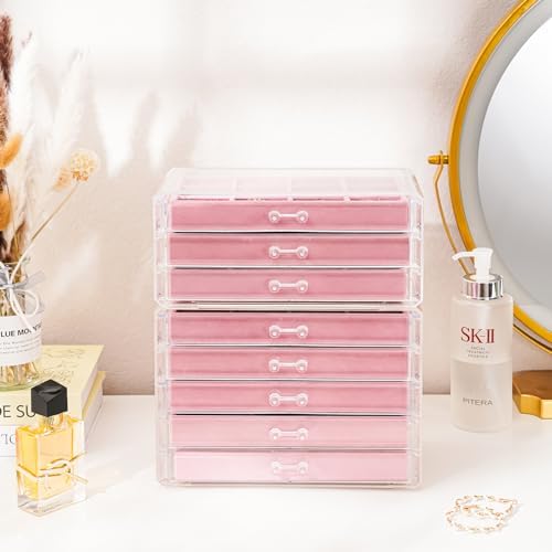ProCase Earring Holder Organizer Jewelry Box with 8 Drawers, Pink - Image 6
