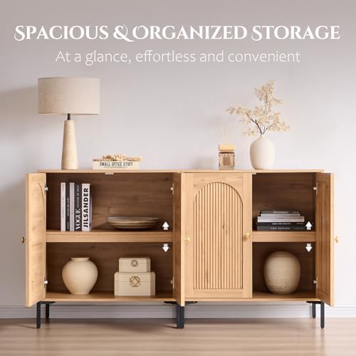 IFBUY 30.88" W Mid Century Modern TV Stands for Living Room, Natural Oak - Image 4