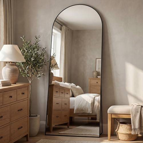 Antok 71" x26” Arched Full Length Mirror, Floor Mirror with Stand,Black - Image 2