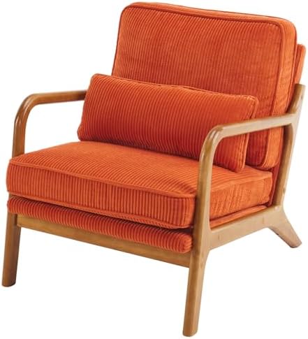 Karl home Mid-Century Modern Accent Reading Chair, Orange - Image 7