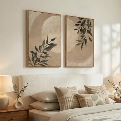 Large Framed Vintage Moon Botanical Wall Art for Living Room, 24x36 In - Image 2