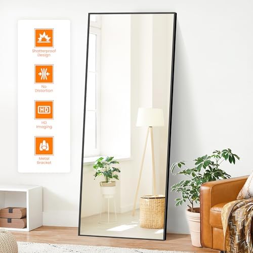 TRAHOME Full Length Floor Mirror 70"x24", Large Standing Body Mirror, Black - Image 2