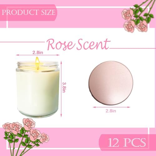 12 Pcs 8 Oz Bulk White Soy Candles,Rose Scented Candles Set,Bulk Aromatherapy Candle,Great Stress Relieving Scented Candle for Girls as a Gift for Birthdays, Weddings and More! - Image 2