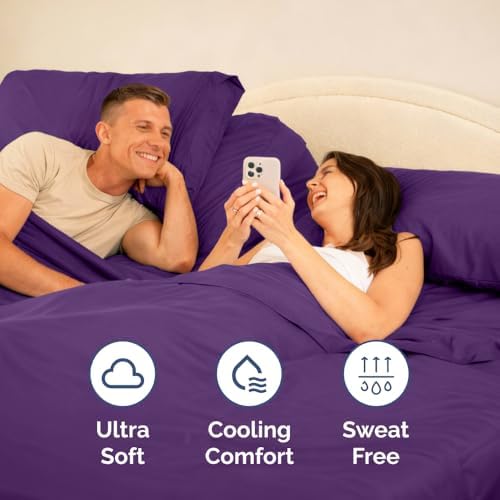 Flex Top Split Head King 4 Piece Sheet Set - Ultra-Soft & Cooling - Purple - Image 5