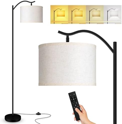 BoostArea Floor Lamp for Living Room,Arc Floor Lamp with Remote Control,Stepless Dimmable Brightness & Colors Temperature 2700k-6500k,Modern Standing Lamp for Bedroom Study Room Office,Beige by BoostArea