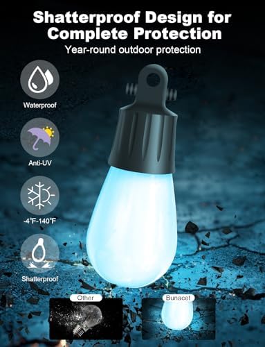 Outdoor String Lights 18 LED Bulbs, 64(52+12) ft RGB+IC+Warm White - Image 5