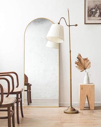 57"x20" Arched Full Length Mirror, Full Floor Mirror with Stand, Large Full Body Mirror, Wall Mirrors for Bedroom Living Room, Aluminum Frame (Gold) - Image 2