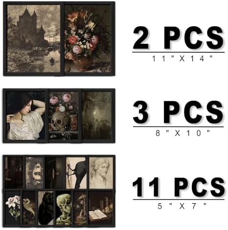 ANERZA 16 PCS Framed Dark Academia Room Decor, Gothic Home Decor, Moody Wall Art Prints for Bedroom, Gallery Wall Frame Set, Witchy Posters for Living Room Aesthetic, Halloween Dorm Collage Kit - Image 2