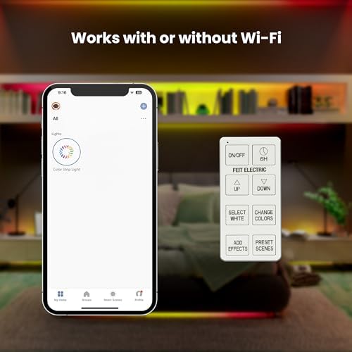 Feit Electric 20FT Smart LED Strip Light, Chasing RGB + Tunable White, App & Remote Control, Alexa & Google Home Compatible, Linkable & Cuttable Tape Light, TAPE20/CHASE/AG - Image 3