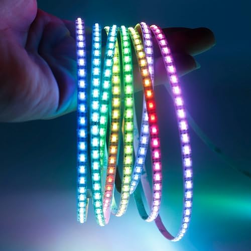 160LEDs/m 16.4FT WS2812B WS2812 LED Strip,SMD 2020 DC5V 5mm Width Individually Addressable Dream Color Flexible Smart Light Tape for Bedroom,Kitchen,Stage,TV Backlight(No Adapter or Controller) by Xnbada