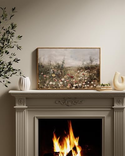 InSimSea Framed Wall Art Vintage Decor, Wildflower Field Flowers, 16x24In - Image 4