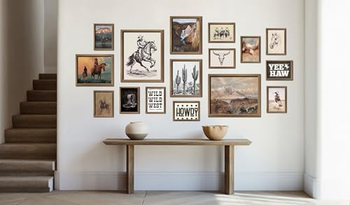 ANERZA 16 PCS Framed Western Wall Art Decor, Southwestern Gallery Wall Frame Set Prints for Bedroom Bathroom, Cowboy Posters for Living Room Aesthetic, Dorm Home Artwork Collage Kit - Image 7