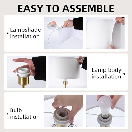 Table Lamp for Bedroom with USB & AC Outlet, Bulb Not Included - Image 4