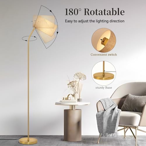 Ldeco Gold Arc Floor Lamp for Living Room with Remote Color Changing Stepless Dimmable Bulb Included Tall Stand Reading Lamp for Living Room Bedroom Office Corner Lamp for Small Space(Beige/Gold) - Image 4