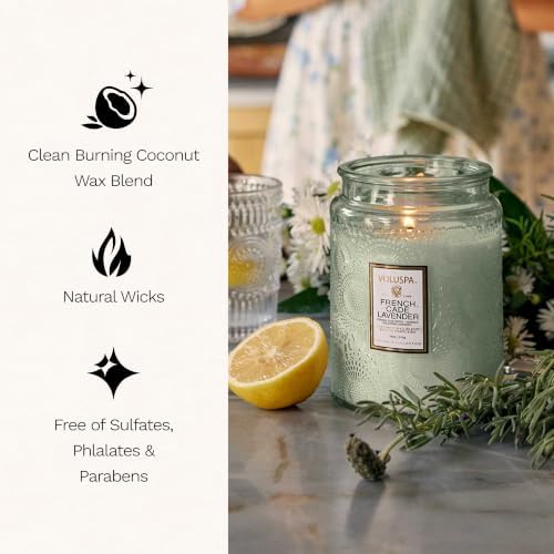 Voluspa French Cade Lavender Large Scented Candle Jar 18 Oz, 100 Hr Burn - Image 4