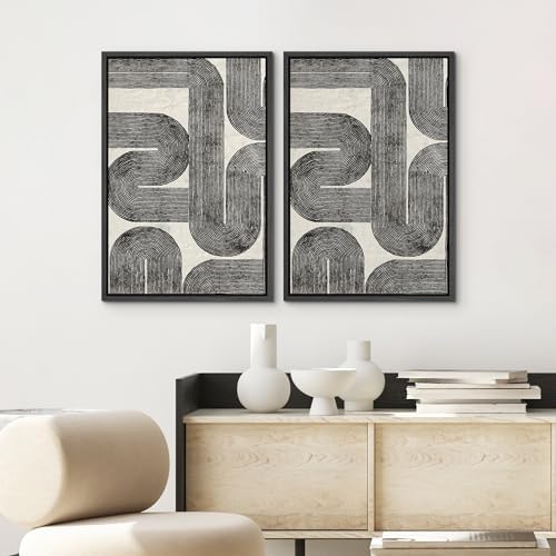 SIGNWIN Framed Wall Art Print Set Black and White Geometric Line Abstract Photography Modern Art Rustic Relax/Calm Multicolor for Living Room, Bedroom, Office - 24"" x36 x2 BLACK - Image 3