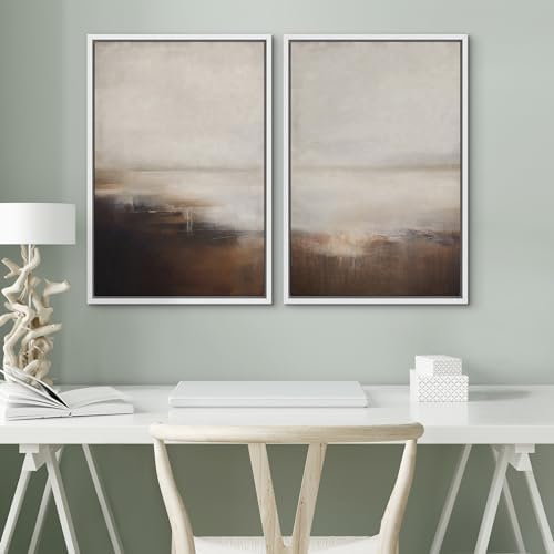 SIGNWIN Framed Canvas Print Wall Art Neutral Landscape Subtle Brown and Gray Tones Illustrations Modern Art Decorative Contemporary for Living Room, Bedroom, Office - 16"" x24 x2 White - Image 4
