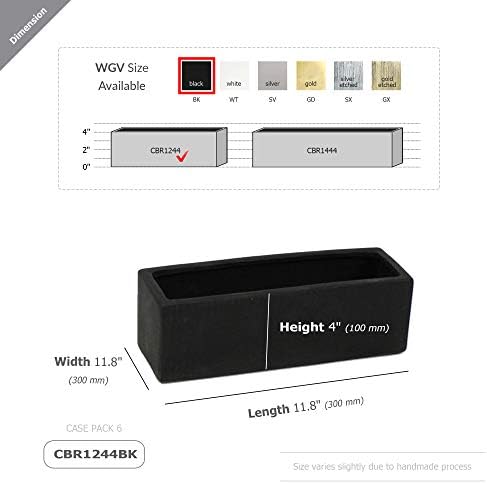WGVI Long Rectangle Ceramic Planter Vase in Black 12" x 4" x 4"H, Block Rectangular Terrarium Box Pot, Flower Arrangement, Table top Centerpiece, Home Decor Organization Storage Container, 1 Pc. - Image 2