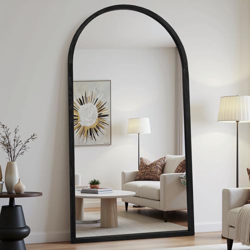 Suidia Full Length Mirror, Oversized Floor Mirror with Solid Wood Frame, Large Standing Mirror for Bedroom Living Room, Wood Antique Style, Black, 76" L x 41" W by SuidiaMirror