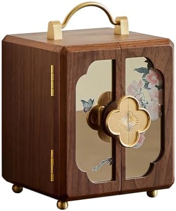 Black Walnut Jewelry Organizer, Wooden Jewelry Box with Gold Handle by WENSENY