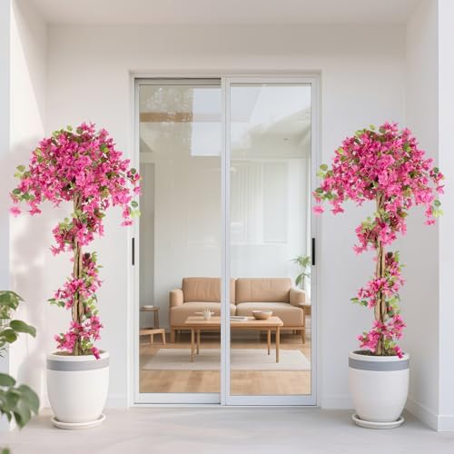 6FT Fake Bougainvillea Tree – Tall Artificial Pink Flower Plant for Home or Office Decor, Realistic Faux Tree for Living Room, Hallway, or Indoor Garden - Image 2