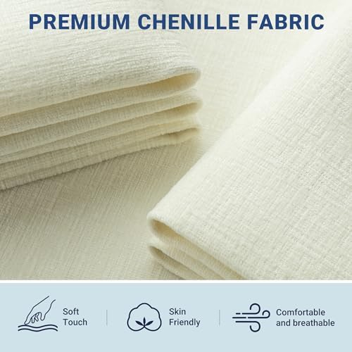 Allewie King Size Chenille Lift Up Hydraulic Storage Bed Frame Cream White - Image 3