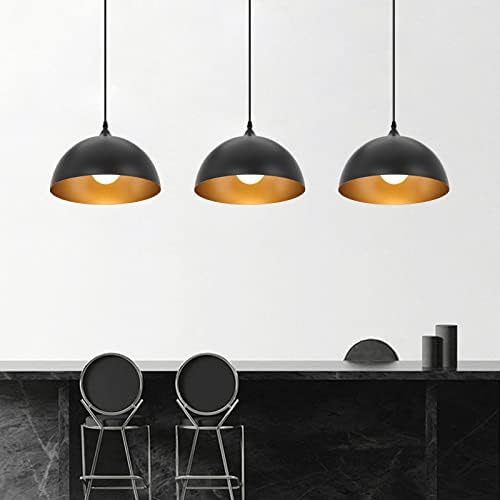 Industrial Pendant Light Fixtures,11.8" Black Dome Pendant Lights,Adjustable Vintage Hanging Lamp for Kitchen Island Restaurant Bar Cafe Dining Room Sink,3 Pack - Image 4