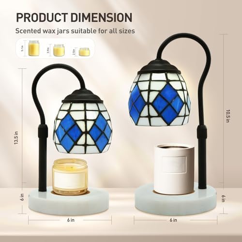 Mediterranean Tiffany Candle Warmer Lamp, Adjustable Marble - Image 2