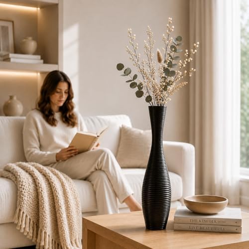 Leewadee Large Floor Vase 20 inches Polyresin for Pampas Grass, Dried Flowers - Image 2