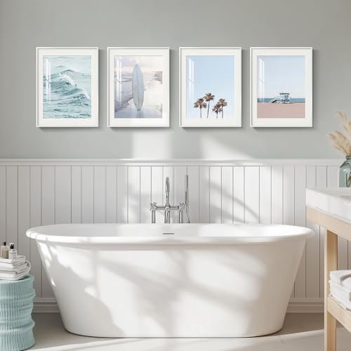 Framed Coastal Beach Ocean Wave Surf Wall Art for Living Room, 11x14 Inch - Image 4