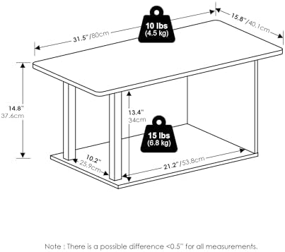 Furinno Basic 2-Tier Modern Coffee Table with Open Shelf, Amber Pine - Image 3