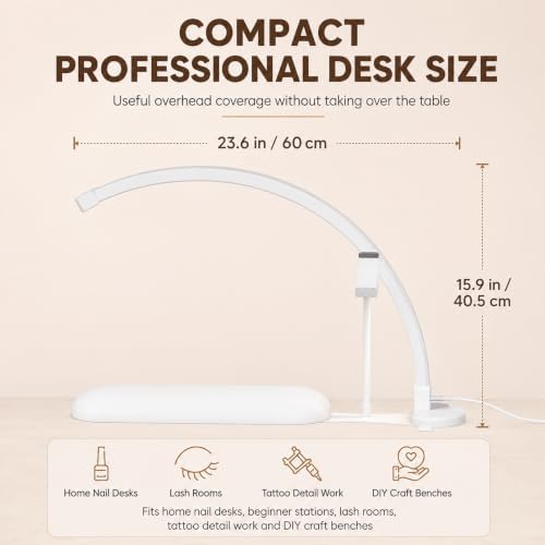 Half Moon Light for Nail Desk with Hand Rest, 2520LM, Memory Function - Image 4