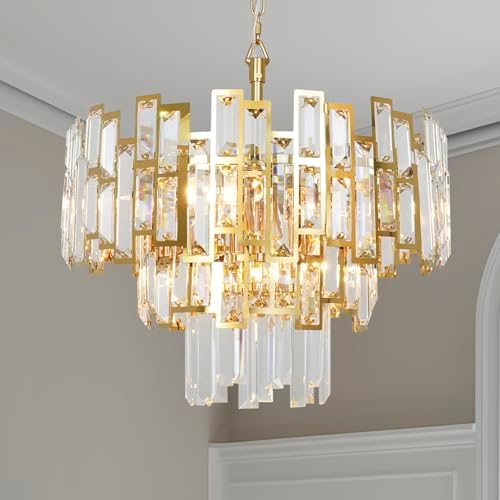 Gold Crystal Chandelier Lighting for Dining Rooms Bedroom by ANTILISHA
