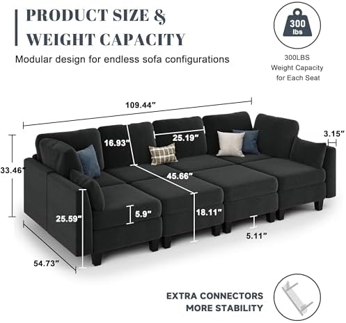 Sectional Sleeper Sofa 8 Seaters Modular Sleeper Sofa Couch - Image 3